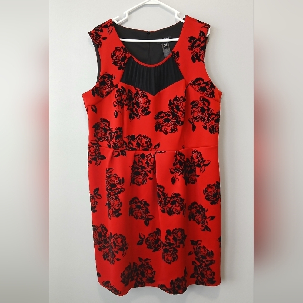 Enfocus Goth Velvet Rose Dark Romantic Midi Dress Womens Size 20W